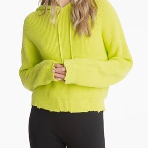 525 America Ribbed Drawstring Long Sleeve Shaker Hoodie, Citron, Size M
